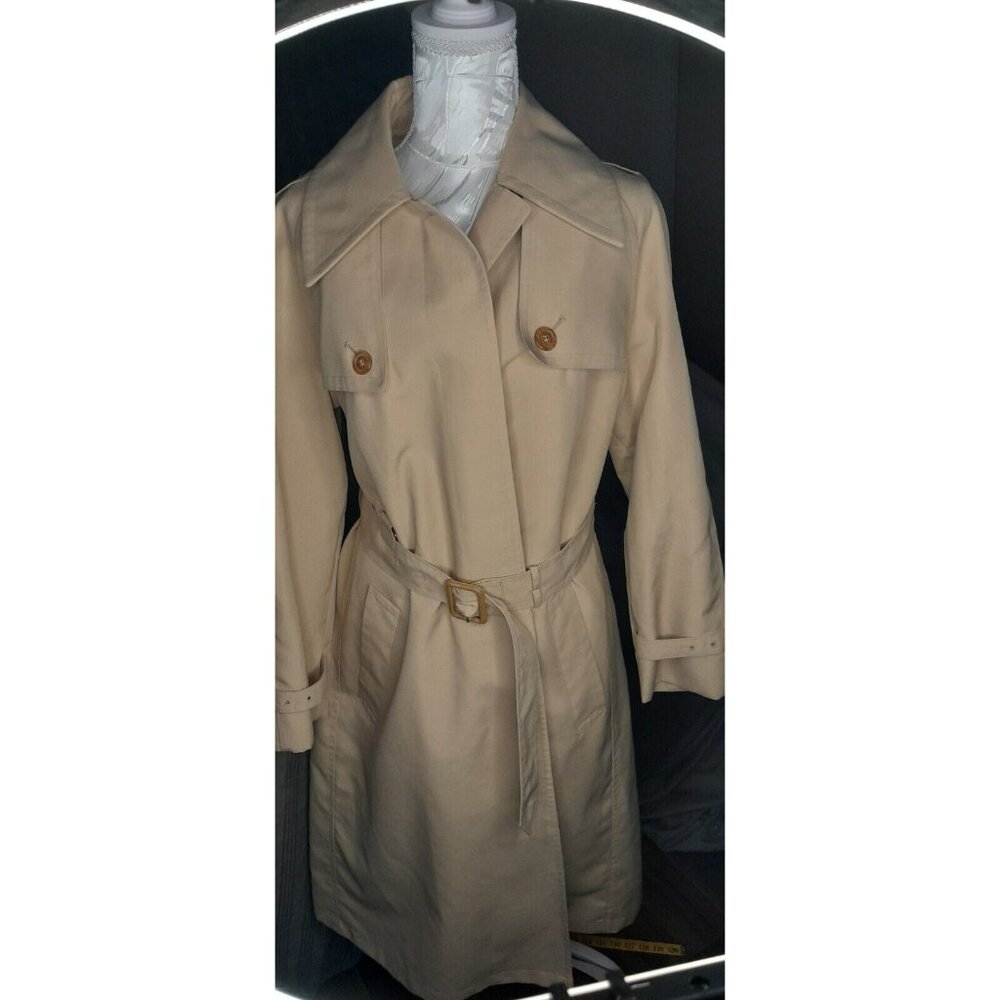 Womens Vintage Misty Harbor Trench Coat Size 14 Reg Any Weather Coat Long Beige